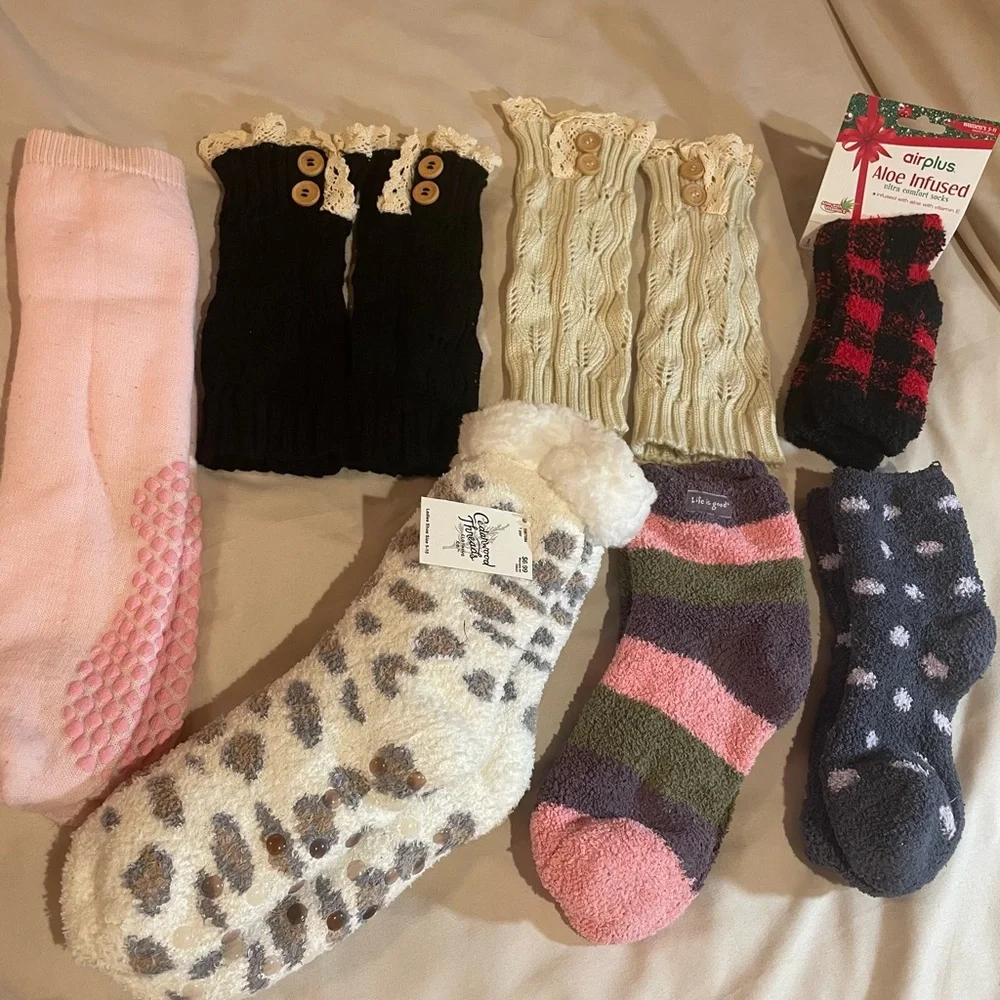 Cozy Women’s Socks and Boot Sock Set - Pink, Black, Cream, Plaid, and More,‎ OS